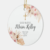 Bohemian Pink Floral Personalized Girl Baptisme Keramisch Ornament (Links)