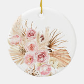 Bohemian Pink Floral Personalized Girl Baptisme Keramisch Ornament (Achterkant)