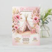 Bohemian Pink Floral Twinkle Lights Sleepover Kaart (Staand voorkant)