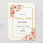 Bohemian Pink Floral Wedding Kaart (Voorkant / Achterkant)