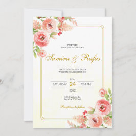 Bohemian Pink Floral Wedding Kaart