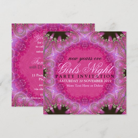 Bohemian Pink Girls Night NYE Party uitvindingen Kaart (Voorkant / Achterkant)