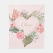 Bohemian Pink Monogram Aangepast Fleece Deken (Voorkant)