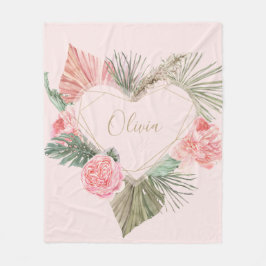 Bohemian Pink Monogram Aangepast Fleece Deken