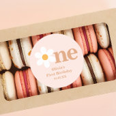 Bohemian Pink One Daisy 1e Verjaardag Ronde Sticker