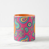 Bohemian Pink Paisley Pattern Custom Monogram Mok (Midden)