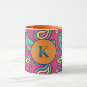 Bohemian Pink Paisley Pattern Custom Name Monogram Mok (Midden)
