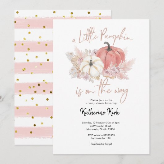 Bohemian Pink Pumpkin is onderweg Invitation Kaart (Voorkant / Achterkant)