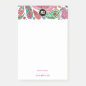 Bohemian Pink & turquoise Floral Paisley Post-it® Notes (Voorkant)