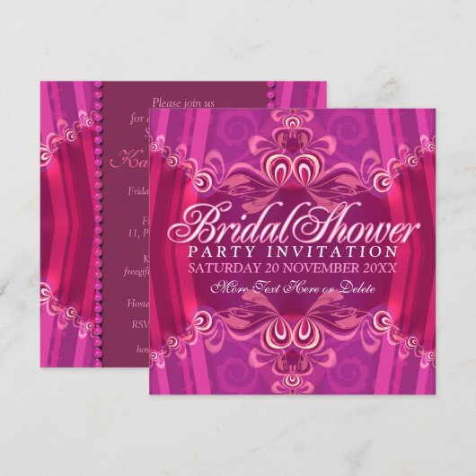 Bohemian Pink Vrijgezellenfeest Party Invitation Kaart (Voorkant / Achterkant)