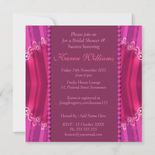 Bohemian Pink Vrijgezellenfeest Party Invitation Kaart (Achterkant)