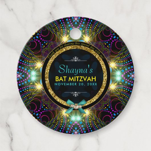 Bohemian Princess  Lights Bat Mitzvah Bedankjes Labels (Voorkant)