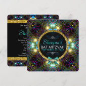 Bohemian Princess  Lights Bat Mitzvah Kaart (Voorkant / Achterkant)