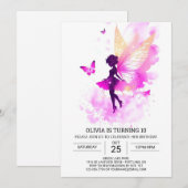 Bohemian Printable Fairy Verjaardag Kaart (Voorkant / Achterkant)