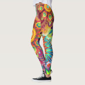 Bohemian Psychedelic Garden Retro 70s Design Leggings (Links)