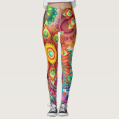Bohemian Psychedelic Garden Retro 70s Design Leggings (Voorkant)