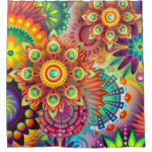 Bohemian Psychedelic Garden Retro Boho Colorful Douchegordijn (Voorkant)