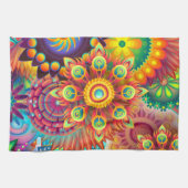 Bohemian Psychedelic Garden Retro Boho Colorful Ki Theedoek (Horizontaal)