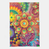 Bohemian Psychedelic Garden Retro Boho Colorful Ki Theedoek (Verticaal)