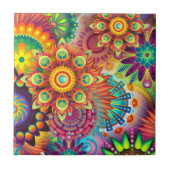 Bohemian Psychedelic Garden Retro Boho Colorful Tegeltje (Voorkant)