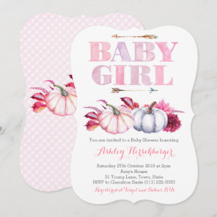 Bohemian Pumpkin Baby shower voor meisje Kaart