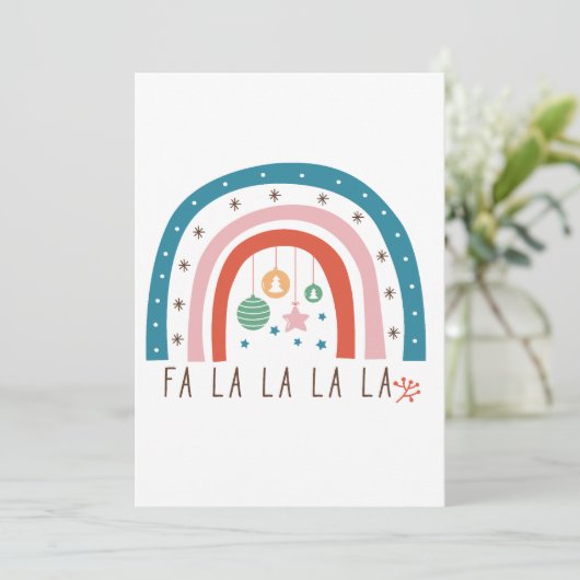 Bohemian Rainbow Christmas Feestdagenkaart (Staand voorkant)