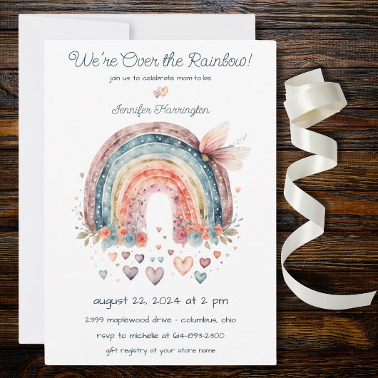 Bohemian Rainbow met Hearts-Baby shower Kaart