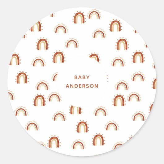 Bohemian Rainbow Pattern Baby shower Ronde Sticker (Voorkant)