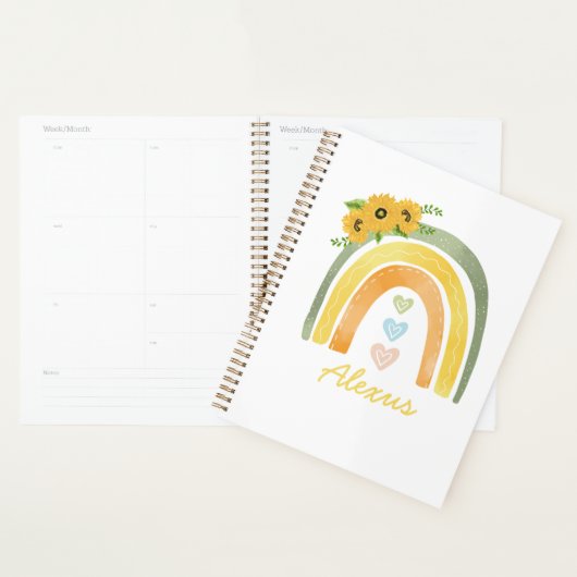 Bohemian Rainbow Sunflower gepersonaliseerd Planner (Display)