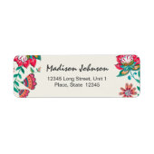 Bohemian Red Folk bloemen Floral | Weddenschap Etiket (Voorkant)
