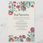 Bohemian red Folk Flowers Guest Information (Voorkant)