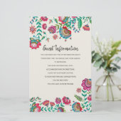 Bohemian red Folk Flowers Guest Information (Staand voorkant)