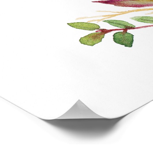 Bohemian red marsala floral blush bruiloft welkom poster (Hoek)