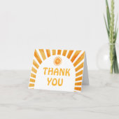 Bohemian Retro Baby shower Sunshine Custom Message Bedankkaart (Voorkant)