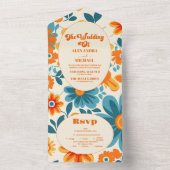 Bohemian Retro Casual Wedding All In One Uitnodiging (Binnen)