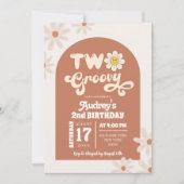 Bohemian Retro Daisy Twee Groovy Tweede Verjaardag Kaart (Voorkant)