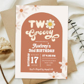 Bohemian Retro Daisy Twee Groovy Tweede Verjaardag Kaart