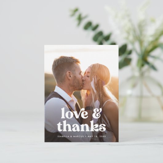 Bohemian Retro foto bruiloft dank u Briefkaart (Staand voorkant)