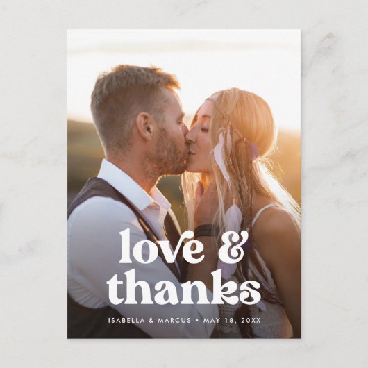 Bohemian Retro foto bruiloft dank u Briefkaart (Voorkant)