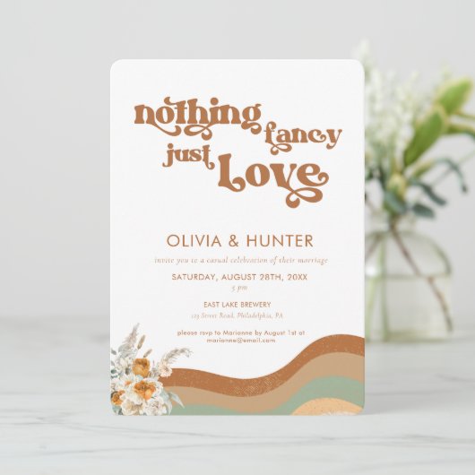 Bohemian Retro Photo Casual Weddenschap Kaart (Staand voorkant)