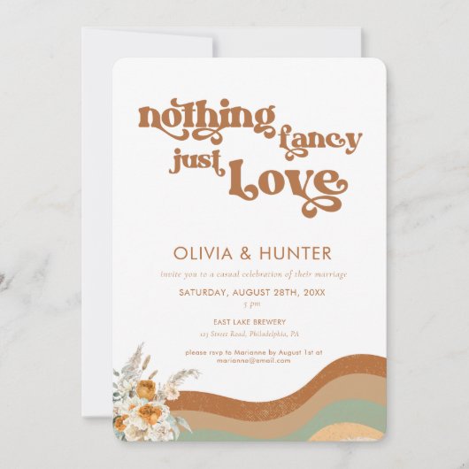 Bohemian Retro Photo Casual Weddenschap Kaart (Voorkant)