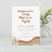 Bohemian Retro Photo Casual Wedding Kaart (Staand voorkant)