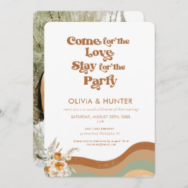 Bohemian Retro Photo Casual Wedding Kaart