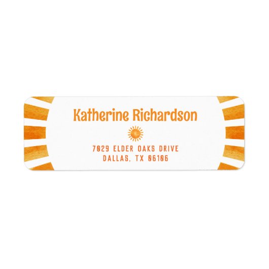 Bohemian Retro Sunshine Personalize Return Address Etiket (Voorkant)