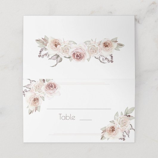 Bohemian Roos bruiloft Plaatskaartje (Buitenkant ongevouwen)