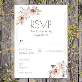 Bohemian Roos bruiloft RSVP Kaartje