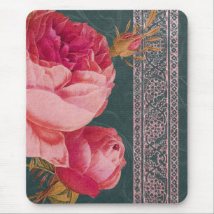 BOHEMIAN ROOS in ROSY PINK en BLAUWGROEN BLUE Muismat