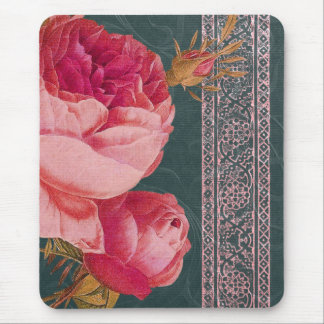 BOHEMIAN ROOS in ROSY PINK en BLAUWGROEN BLUE Muismat