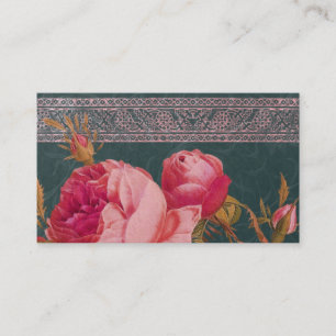 BOHEMIAN ROOS in ROSY PINK en BLAUWGROEN BLUE Visitekaartje