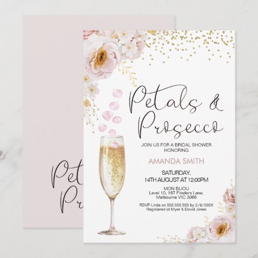 Bohemian Roos Petals Petals Prosecco Vrijgezellenf Kaart (Voorkant / Achterkant)
